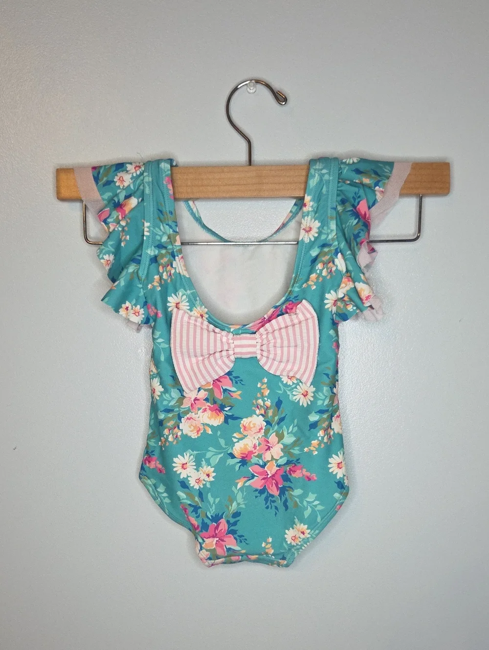 Ruffle Butts Size 12-18m Floral Swimsuit Fancy ME Floral Green Pink Floral